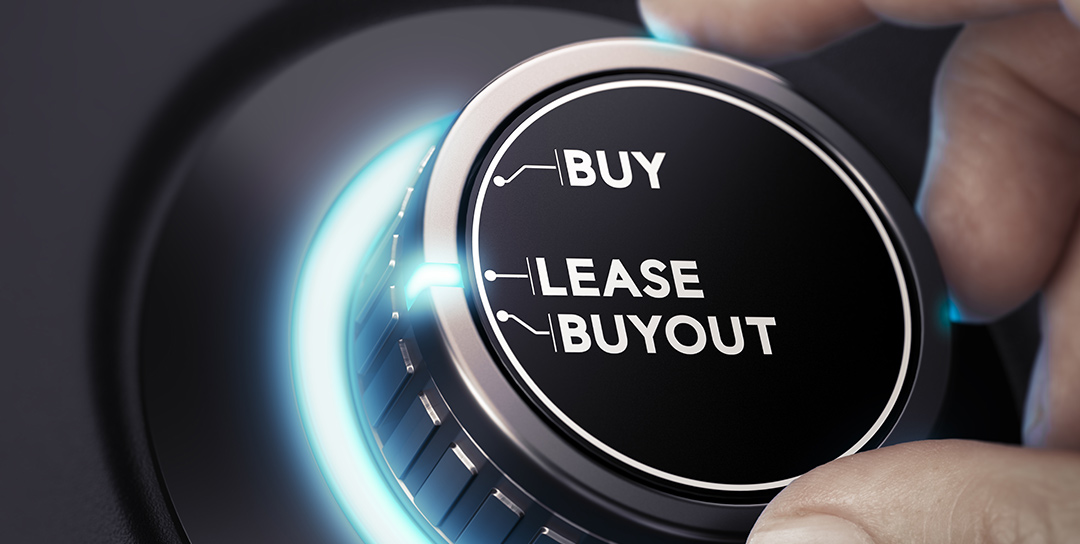 Buy, lease, buyout written on a button.