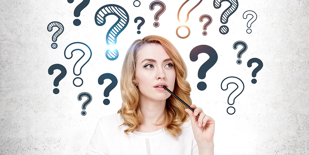 Woman contemplating a question.