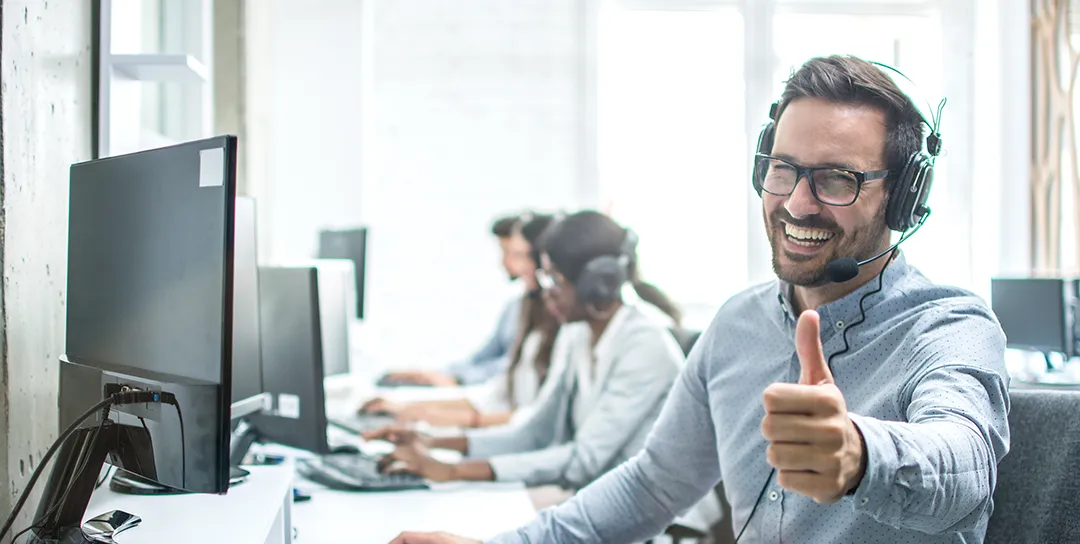 Man working in a call center.